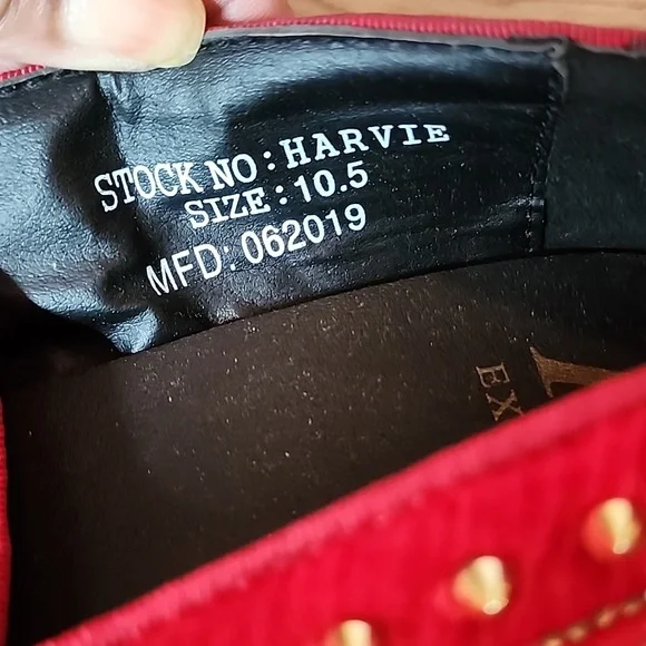 After Midnight Mens Harvie AM Exclusive Smoker Red Velvet Gold Spike Studs Shoes - Picture 9 of 11